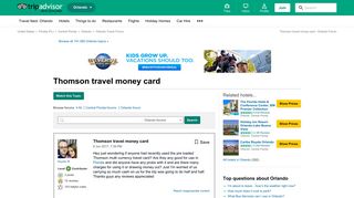 Thomson travel money card - Orlando Forum - TripAdvisor