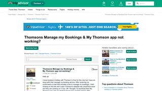 Thomsons Manage my Bookings & My Thomson app not working ...