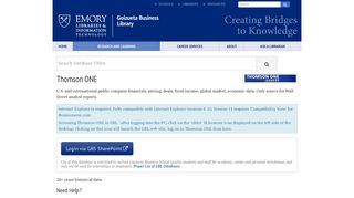 Thomson ONE - Goizueta Business Library - Emory University