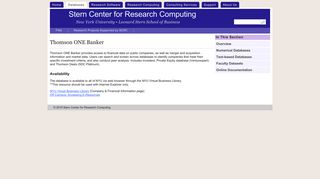 Stern Center for Research Computing | Thomson ONE Banker