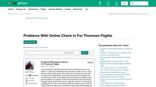 Problems With Online Check In For Thomson Flights - Air Travel ...