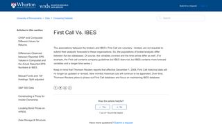 First Call Vs. IBES – University of Pennsylvania