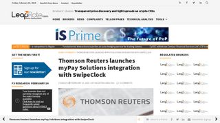Thomson Reuters launches myPay Solutions integration with ...