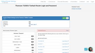 Thomson TG585v7 Default Router Login and Password - Clean CSS