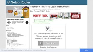 Login to Thomson TWG-870 Router - SetupRouter