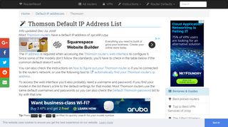 Thomson Default IP Address List (Updated December 2018 ...