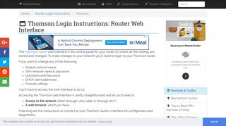Thomson Login: How to Access the Router Settings | RouterReset
