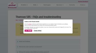Thomson 585 - FAQs and troubleshooting | Help & Support - Plusnet