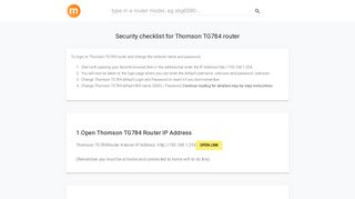 192.168.1.254 - Thomson TG784 Router login and password - modemly