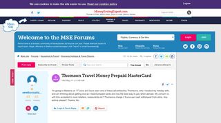 Thomson Travel Money Prepaid MasterCard - MoneySavingExpert.com Forums