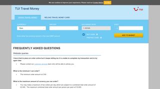 TUI Travel Money - Frequently Asked Questions