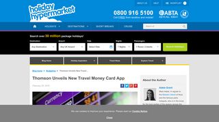 Thomson Unveils New Travel Money Card App - Holiday Hypermarket