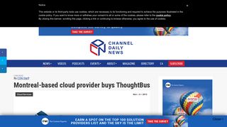 Montreal-based cloud provider buys ThoughtBus | Channel Daily News