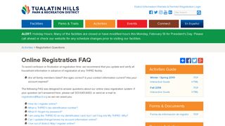 Online Registration FAQ | THPRD