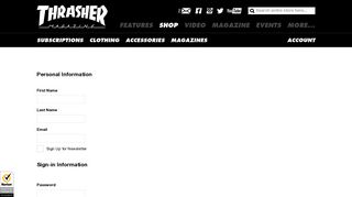 Thrasher Magazine Shop - Create New Customer Account