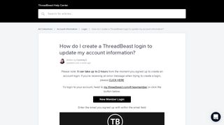 How do I create a ThreadBeast login to update my account information ...