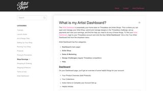 What is my Artist Dashboard? - Threadless Artist Shops