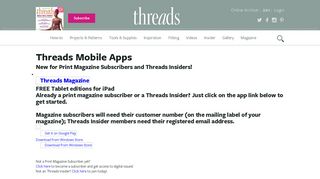Threads - Threads is the premier magazine for sewing enthusiasts ...