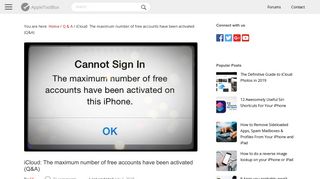 iCloud: The maximum number of free accounts have been activated ...