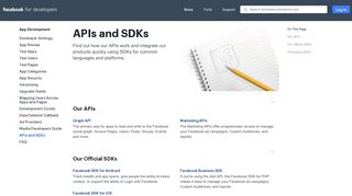APIs and SDKs - App Development - Facebook for Developers