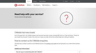 3 Mobile Has Now Closed | Vodafone Australia