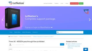 Three UK - MSISDN pass through flow prohibited – txtNation Support
