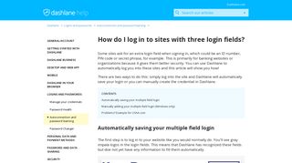How do I log in to sites with three login fields? – Dashlane