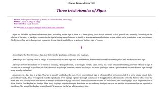 Three trichotomies of Signs by Charles Sander