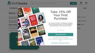 Save 15% off your first order - Thriftbooks