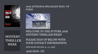 2018 Author & Specialist Sign-up Form – Mystery Thriller Week