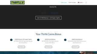 Thrills Casino - Get £1500 Bonus + 20 Super Spins - Click Here
