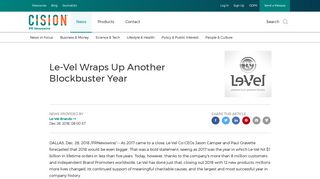 Le-Vel Wraps Up Another Blockbuster Year - PR Newswire