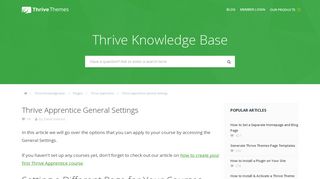 Thrive Apprentice General Settings - Thrive Themes