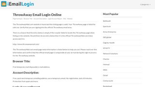 ThrowAway Email Login Page URL 2019 | iEmailLogin