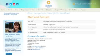 Staff and Contact - Thunder Bay Regional Health Sciences Centre