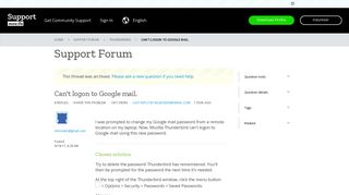 Can't logon to Google mail. | Thunderbird Support Forum | Mozilla ...