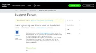 I can't login to my own domain email via thunderbird - Mozilla Support