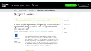 How do you set a password for opening Thunderbird as it opens ...