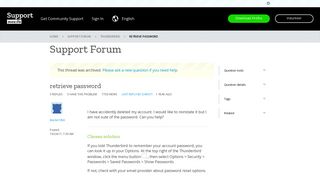retrieve password | Thunderbird Support Forum | Mozilla Support