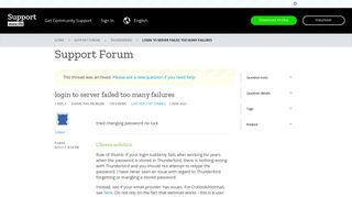 login to server failed too many failures | Thunderbird Support Forum ...