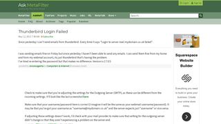 Thunderbird Login Failed - resolved | Ask MetaFilter