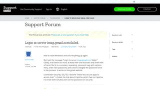 Login to server imap.gmail.com failed. | Thunderbird ... - Mozilla Support