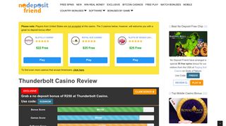 Thunderbolt Casino | R250 No Deposit Bonus