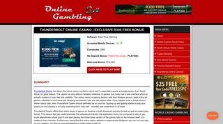 Thunderbolt Online Casino | Exclusive R300 Free Bonus