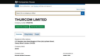THURCOM LIMITED - Overview (free company information from ...