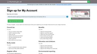 Sign up for My Account | Thurrock Council