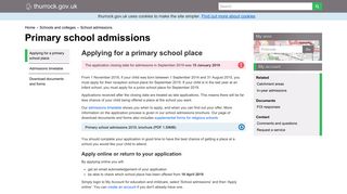 Primary school admissions - Thurrock Council