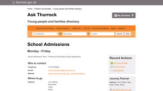Ask Thurrock | School Admissions