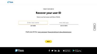 Recover your user ID - TIAA Secure Account Access