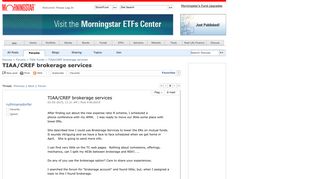 TIAA/CREF brokerage services - brokerage - Forums - Morningstar
